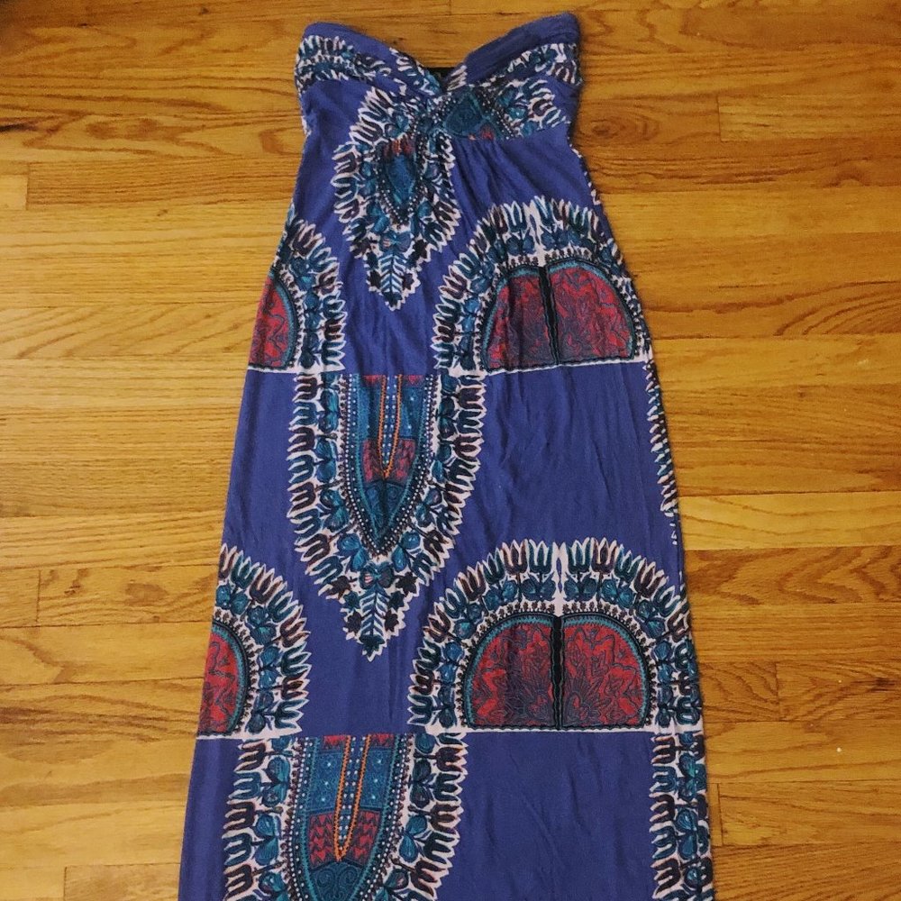 Purple Strapless Maxi Dress